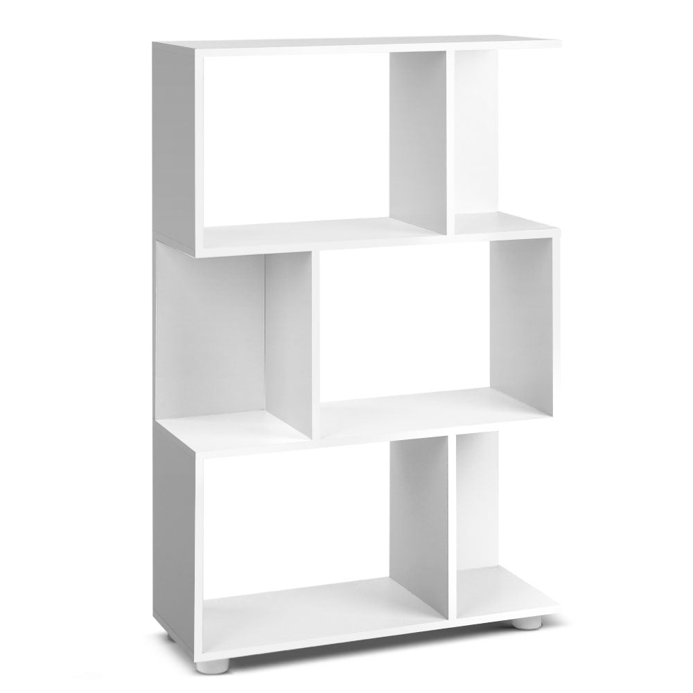 3 Tier White Zig Zag Bookshelf