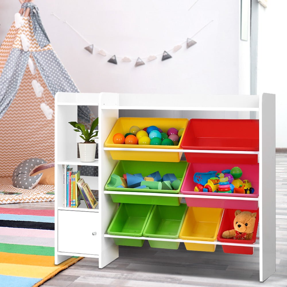 8 Bin Kids Toy Box Storage Organiser