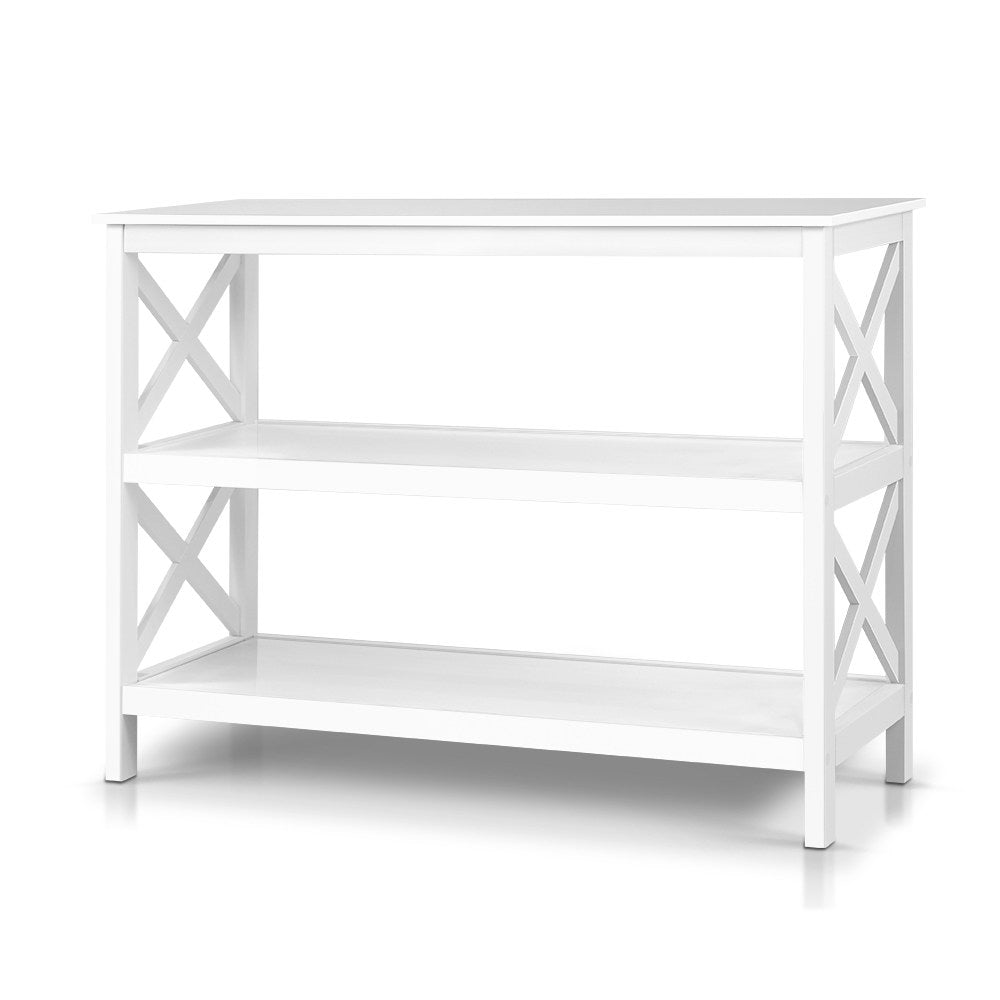 White Wooden Storage Console Table