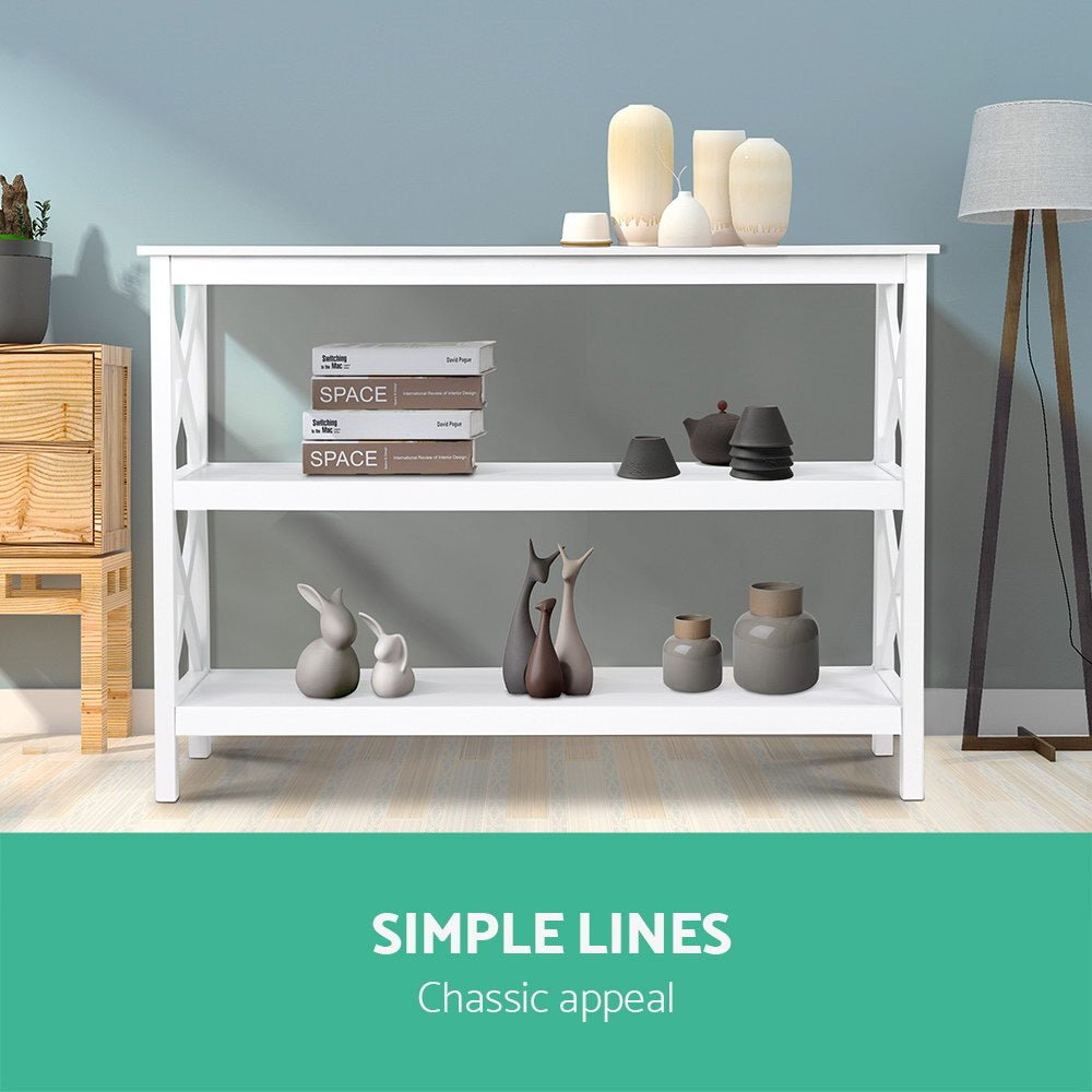 White Wooden Storage Console Table