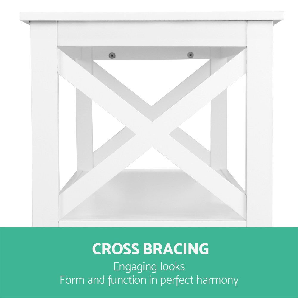 White Wooden Storage Console Table