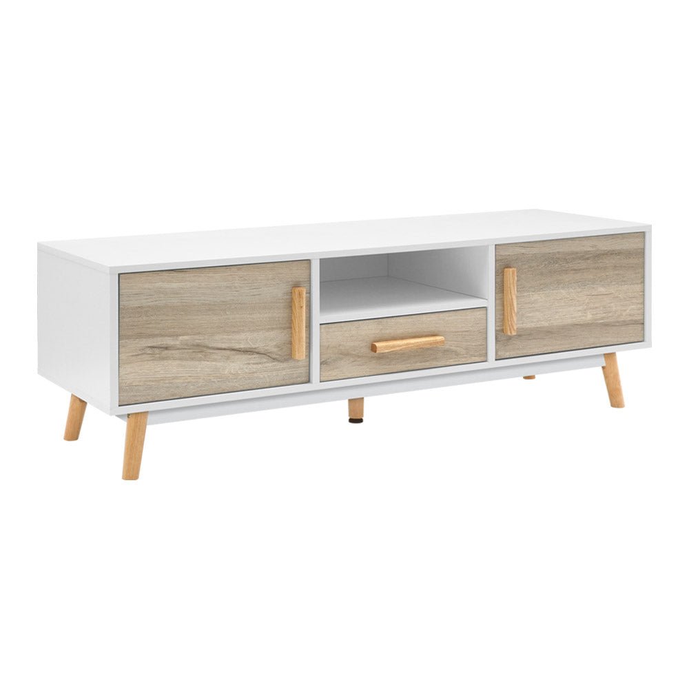 White & Wood Wooden Entertainment Unit