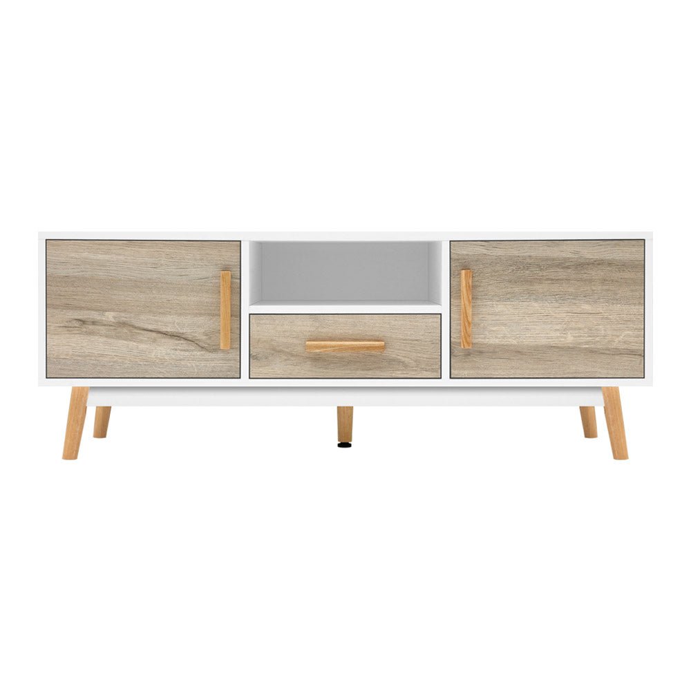 White & Wood Wooden Entertainment Unit