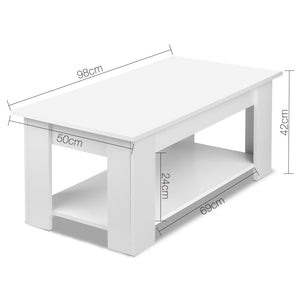 White Mechanical Lift Up Top Coffee Table