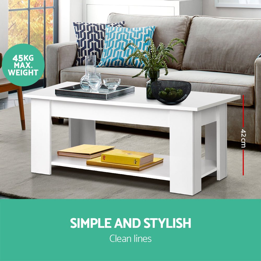 White Mechanical Lift Up Top Coffee Table