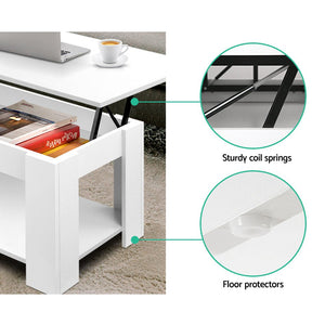 White Mechanical Lift Up Top Coffee Table