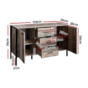 Industrial Rustic Wooden Buffet Sideboard Storage Cabinet - 1.2m