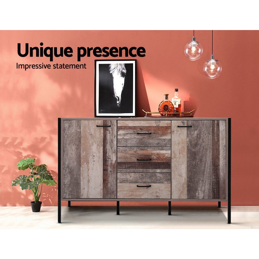 Industrial Rustic Wooden Buffet Sideboard Storage Cabinet - 1.2m