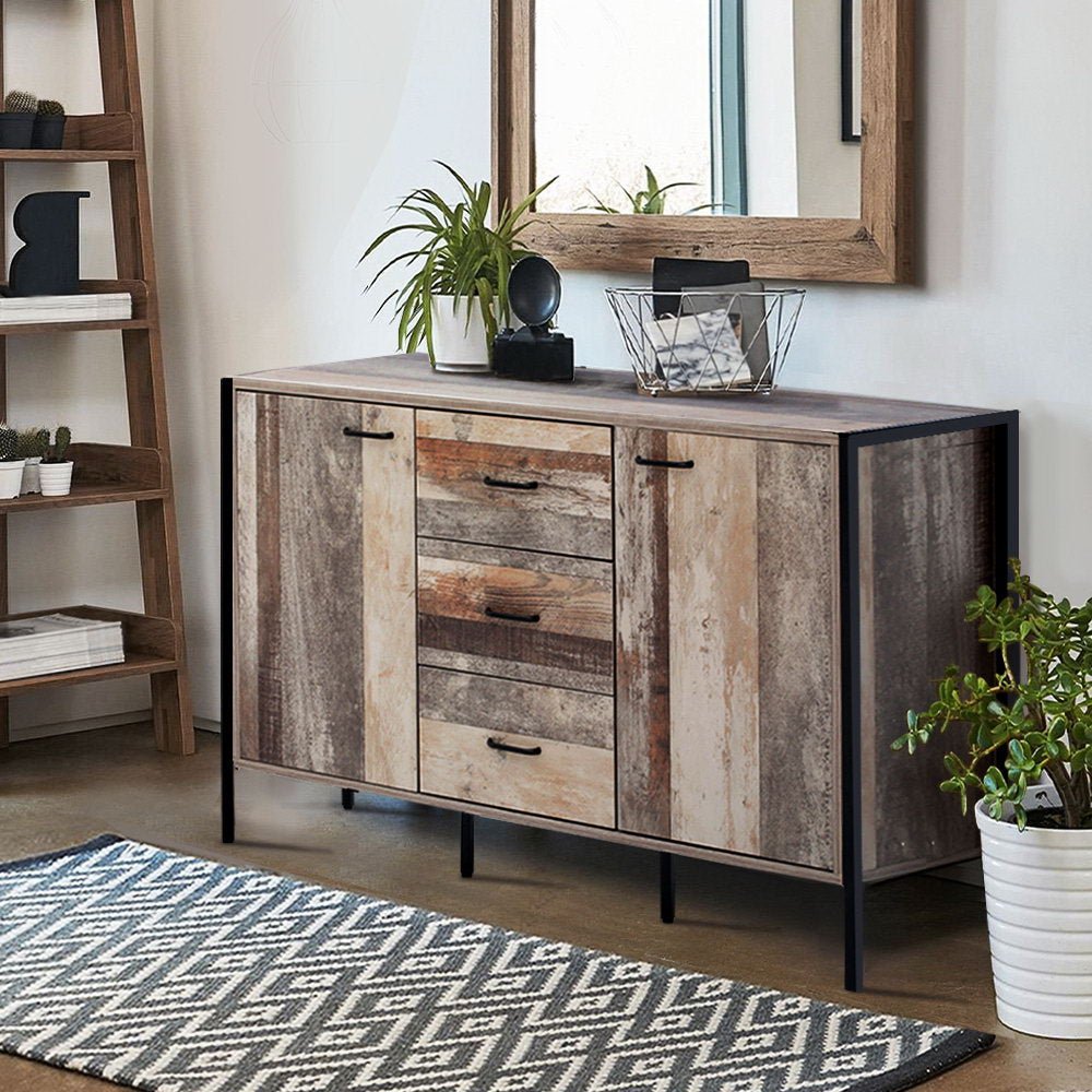 Industrial Rustic Wooden Buffet Sideboard Storage Cabinet - 1.2m
