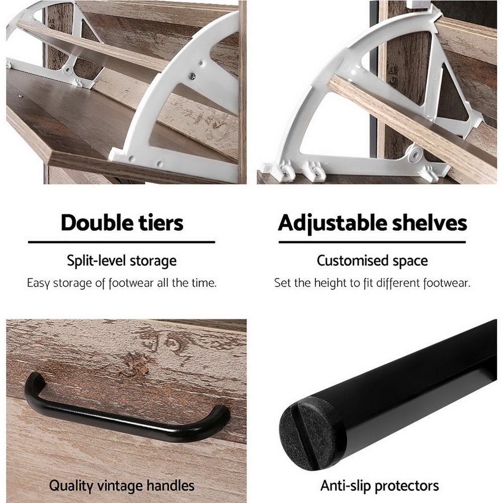 12 Pair Wooden Vintage Shoe Rack