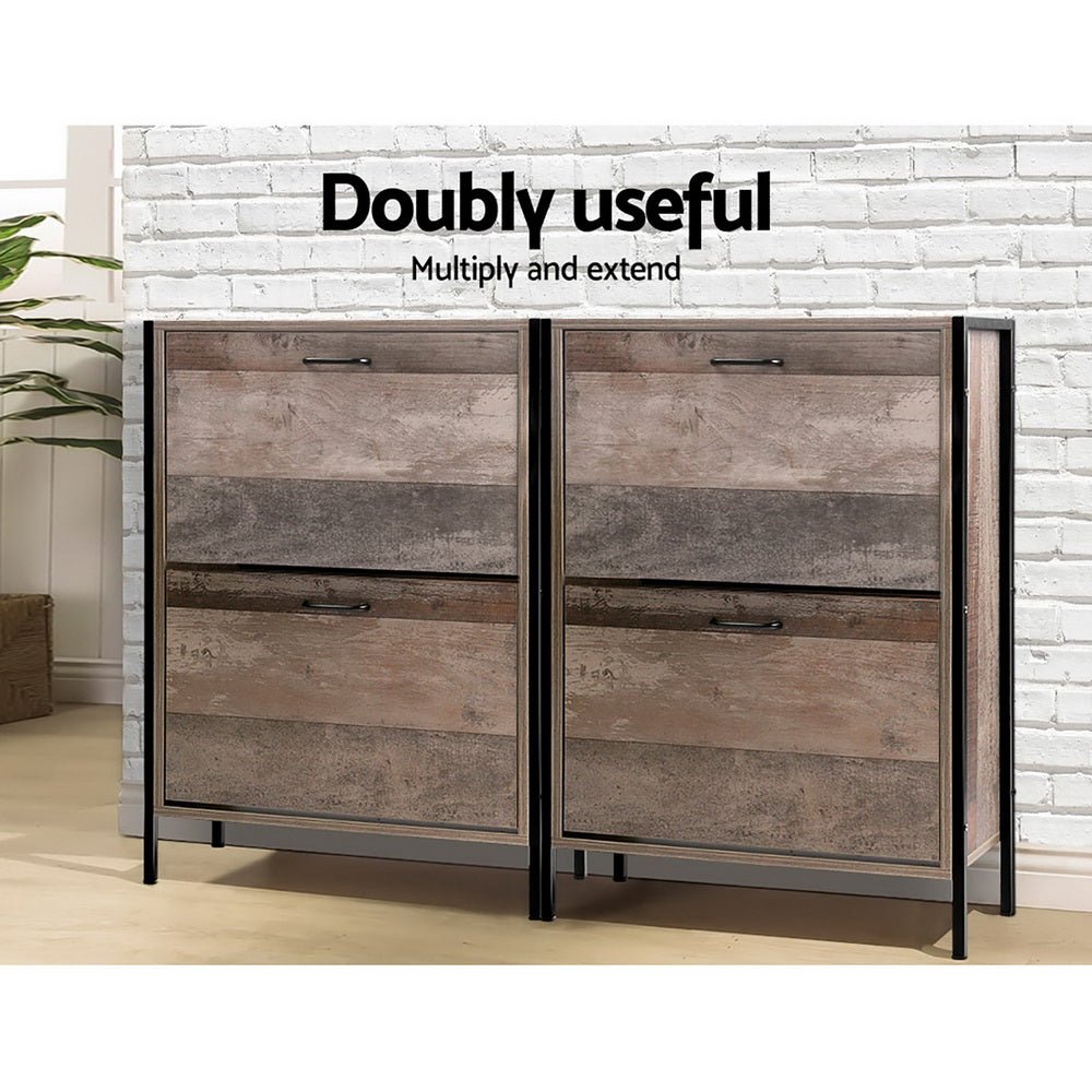 12 Pair Wooden Vintage Shoe Rack