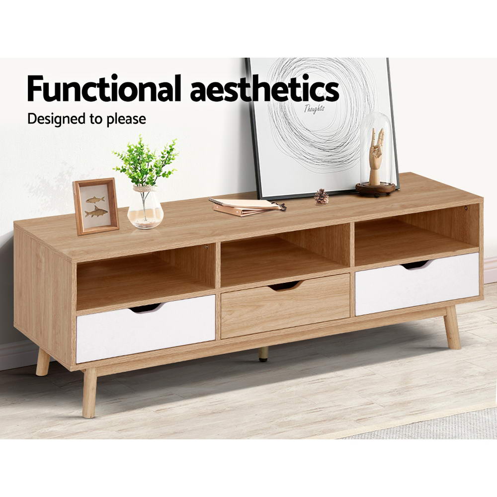 Scandinavian Wooden TV Cabinet Entertainment Unit - 140cm