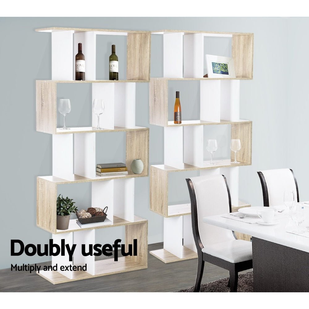 White Brown Display Book Storage Shelf