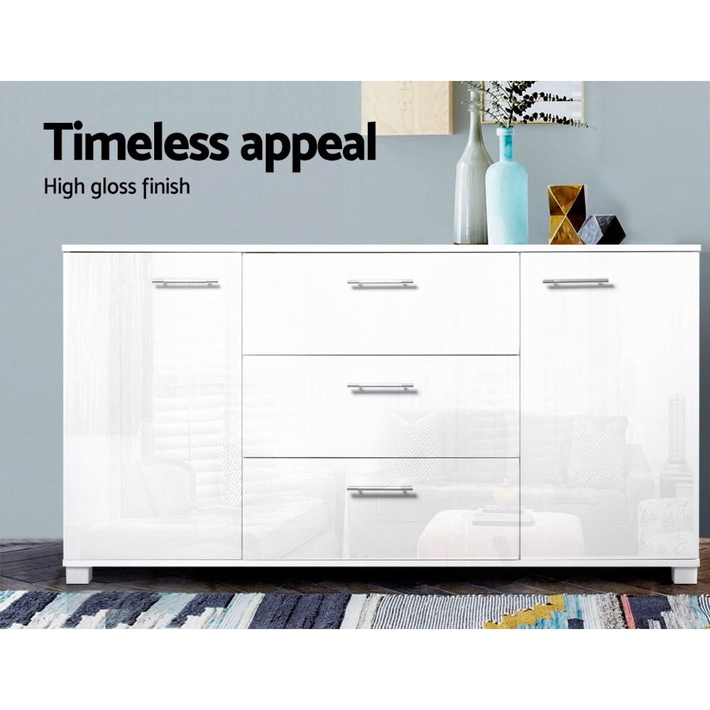 White High Gloss Sideboard Storage Cabinet Cupboard
