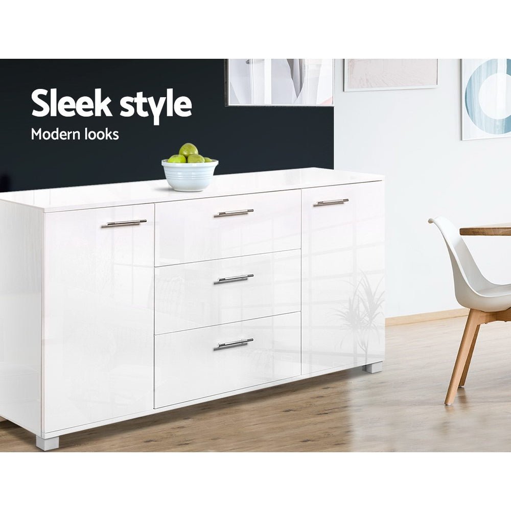 White High Gloss Sideboard Storage Cabinet Cupboard