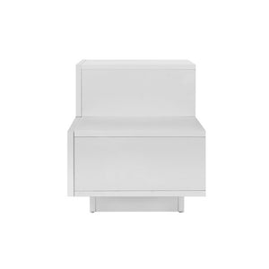 Artiss Bedside Tables 2 Drawers Side Table RGB LED High Gloss Nightstand White