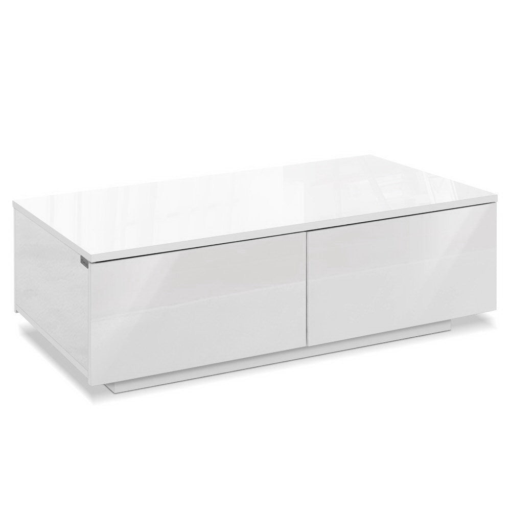 White Coffee Table With 4 Storage Drawers