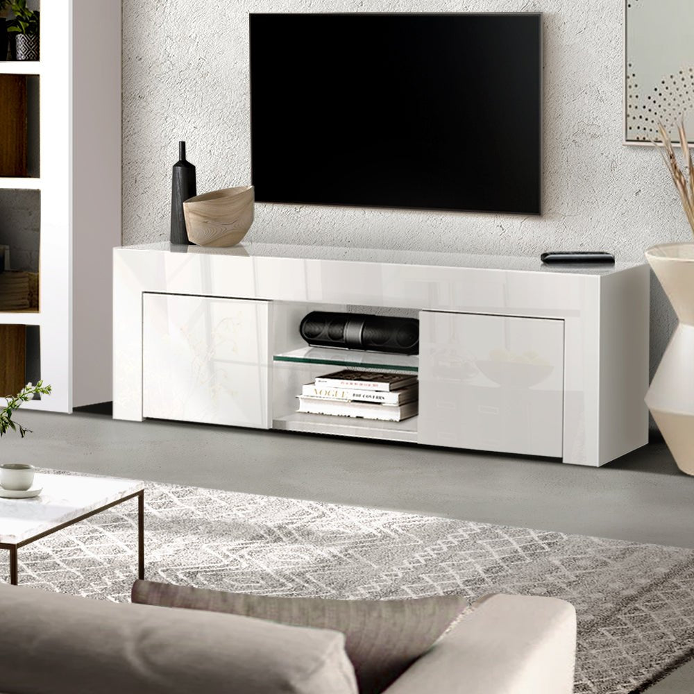 1.3m White High Gloss TV Stand / Entertainment Unit