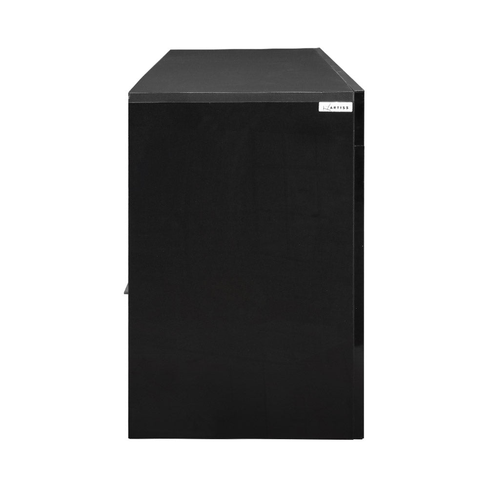 Black TV Cabinet Entertainment Unit Stand - 1.6m
