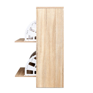 Oak Shoe Cabinet Storage Rack - 24 Pair Capacity