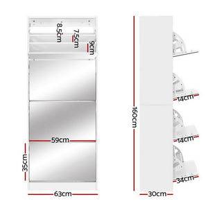 Shoe Cabinet Rack Organizer With Mirror - 60 Pair Capacity