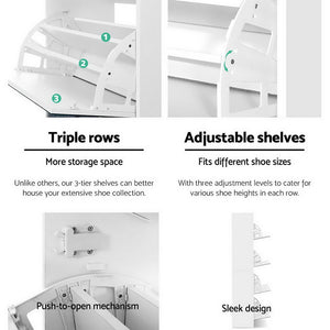 Shoe Cabinet Rack Organizer With Mirror - 60 Pair Capacity