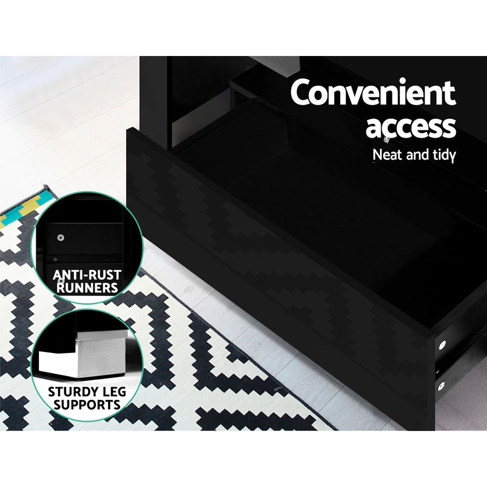 130cm Black TV Cabinet Entertainment Unit