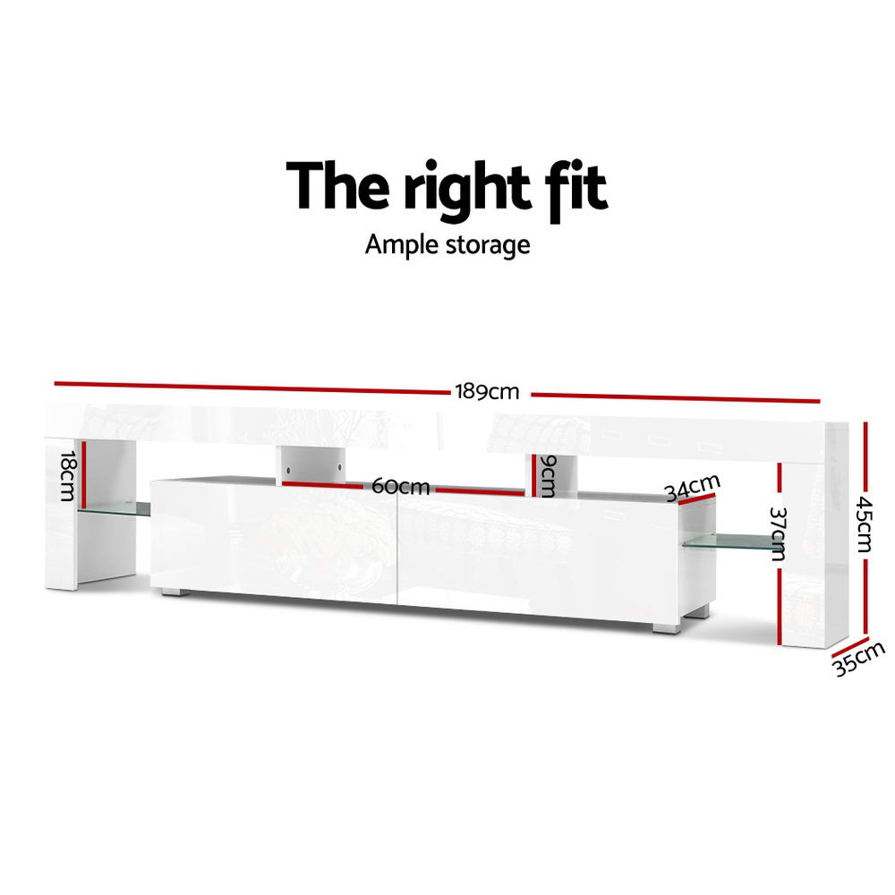 1.9m RGB LED TV Stand Cabinet / Entertainment Unit