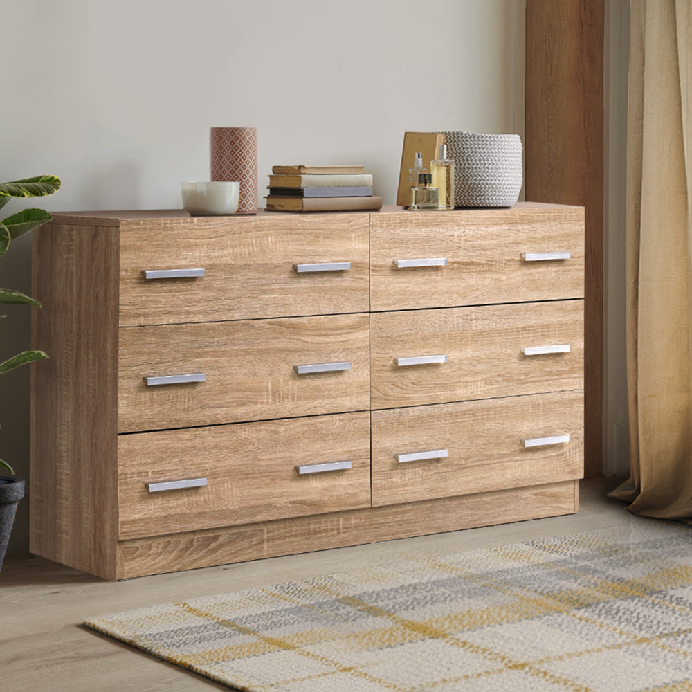 Bedroom Wood Lowboy With 6 Chest of Drawers
