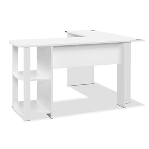 Artiss Office Computer Desk Corner Student Study Table Workstation L-Shape Shelf White