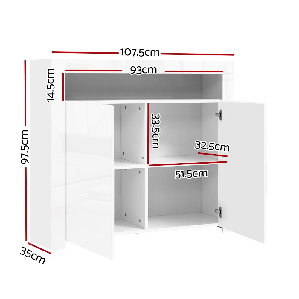 2 Doors White Buffet Sideboard Cabinet / Storage Cupboard