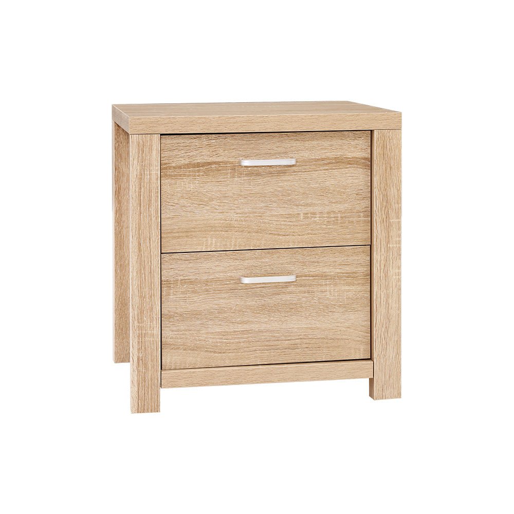 Artiss Bedside Table Lamp Side Tables Drawers Nightstand Unit Beige Wood