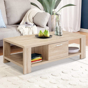 Wooden Coffee Table With Shelf Storage