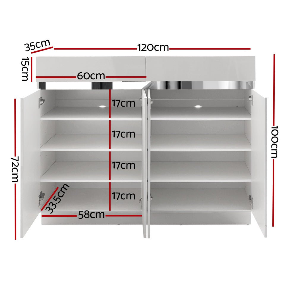 White High Gloss 120cm Storage Cupboard