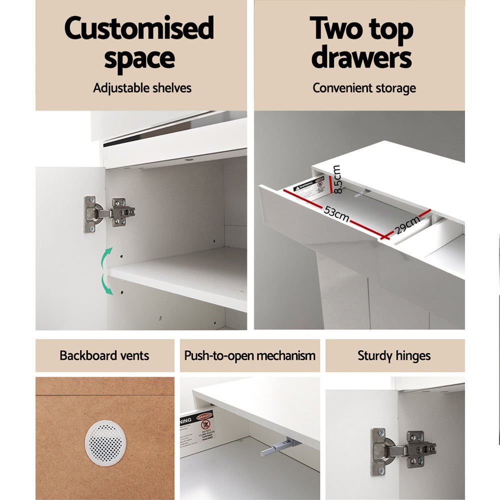 White High Gloss 120cm Storage Cupboard