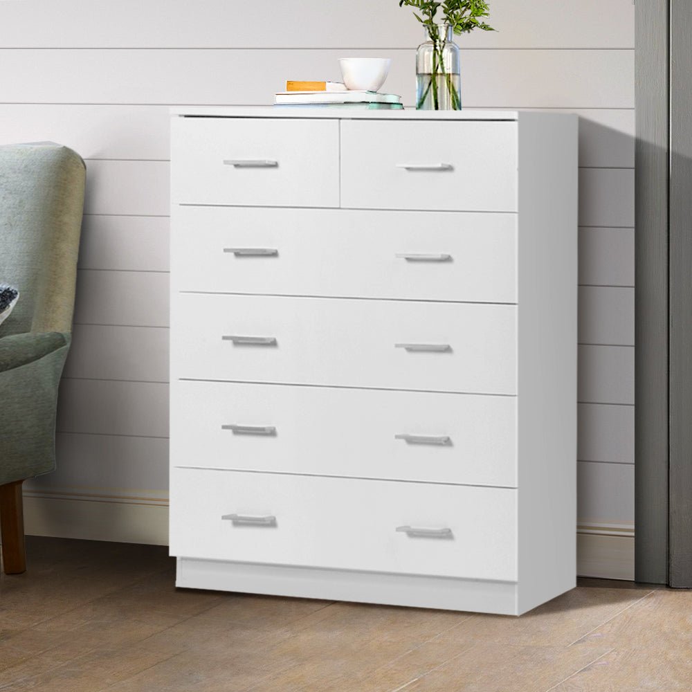 White Tallboy Dresser Table With 6 Chest Of Drawers