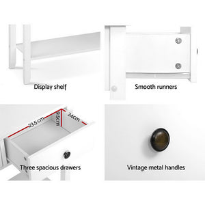 White 3 Drawers Display Hallway Console