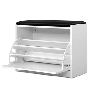 Artiss Shoe Cabinet Bench - Shoes Storage Rack with Organiser Drawer | White (15 Pairs)