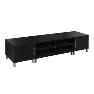 Black Entertainment Unit With Storage Cabinets