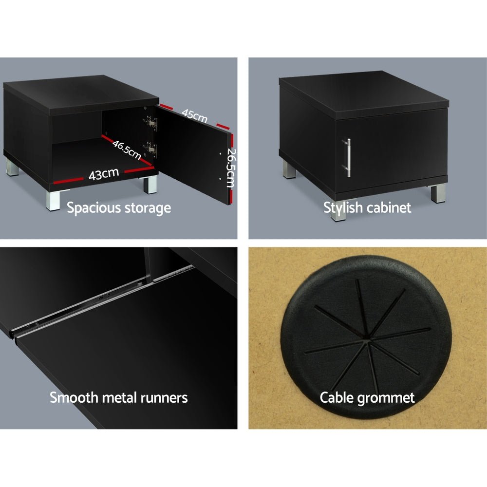 Black Entertainment Unit With Storage Cabinets