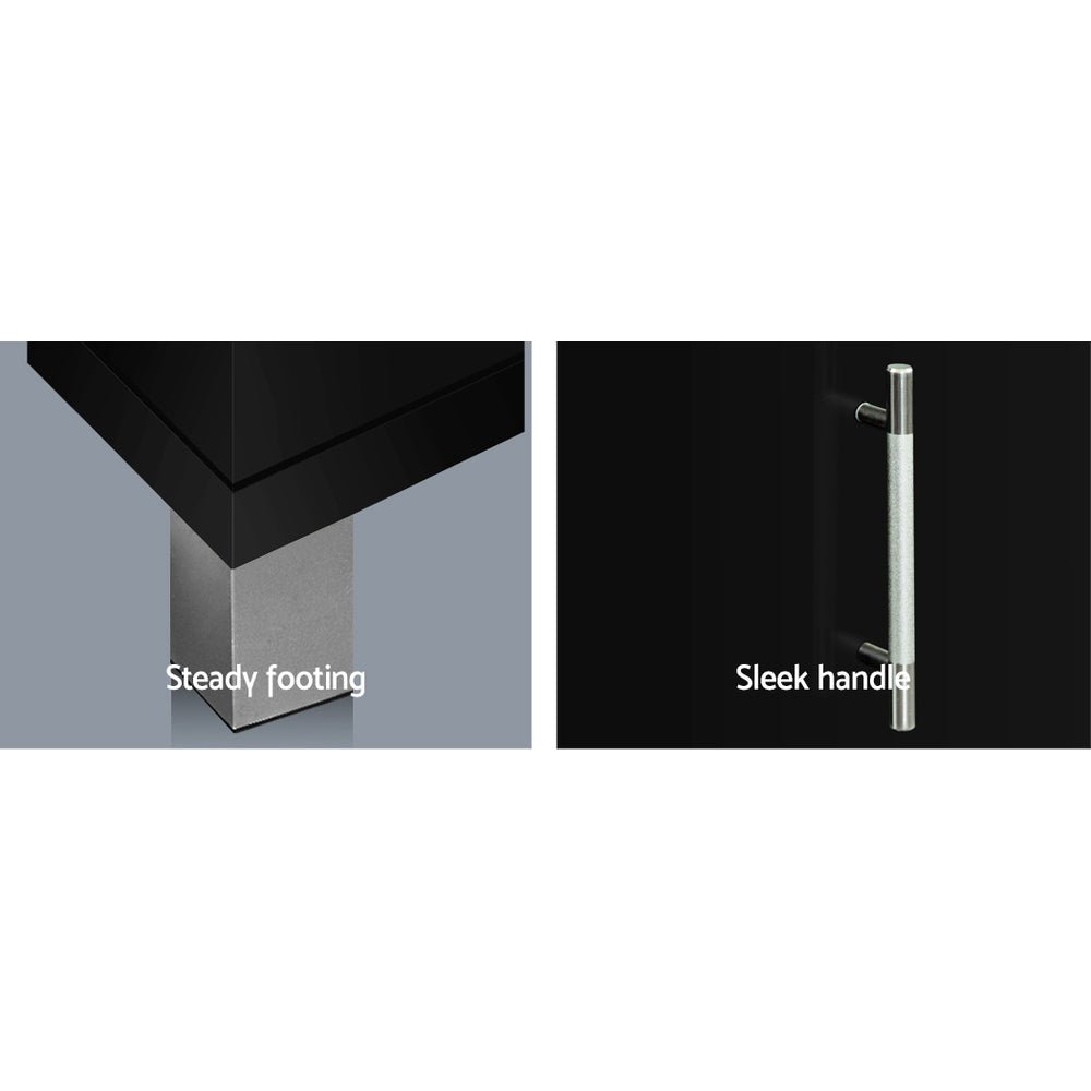 Black Entertainment Unit With Storage Cabinets