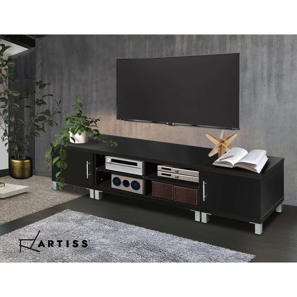 Black Entertainment Unit With Storage Cabinets