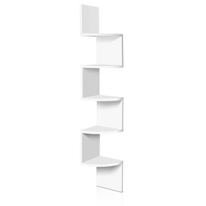 White 5 Tier Corner Wall Shelf