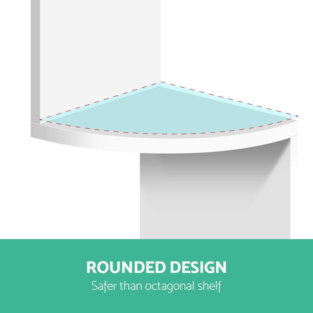 White 5 Tier Corner Wall Shelf