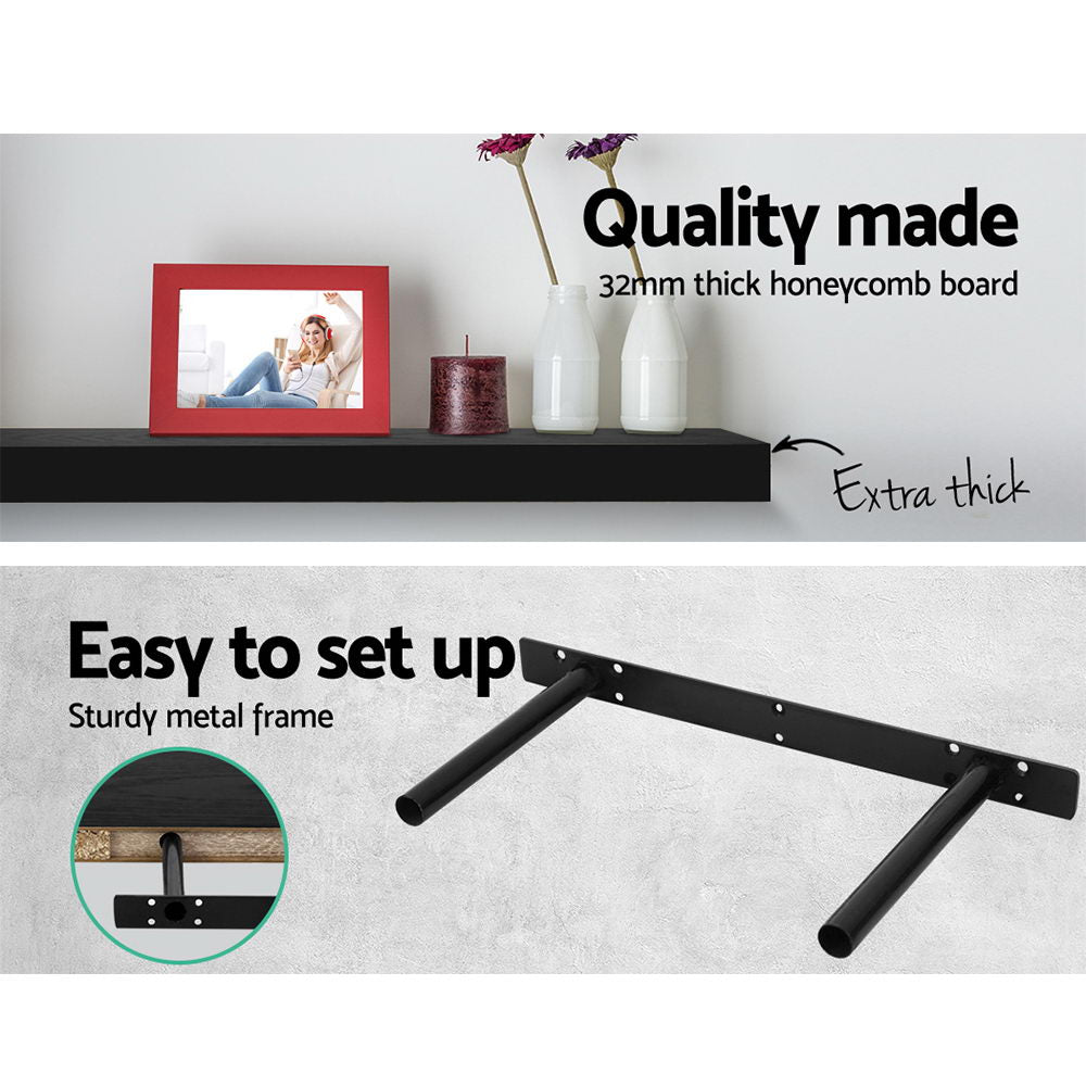 Black 3 Piece Floating Wall Shelves