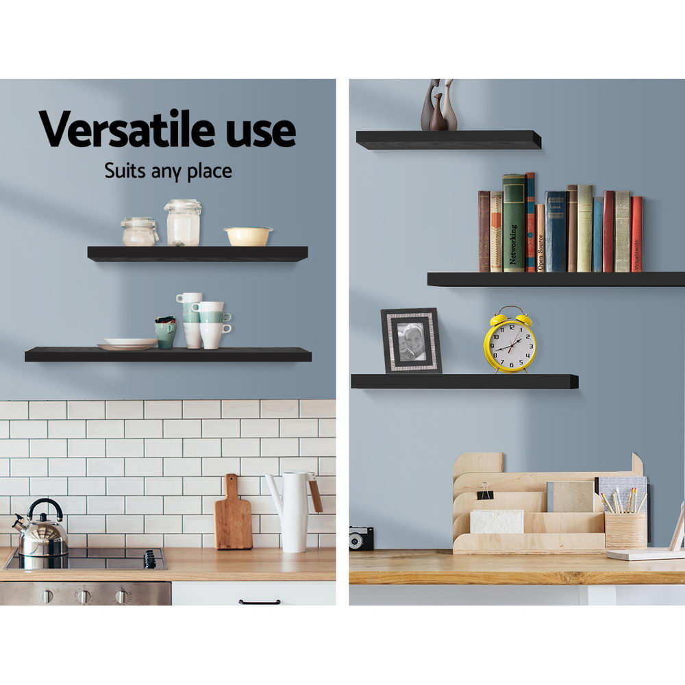 Black 3 Piece Floating Wall Shelves