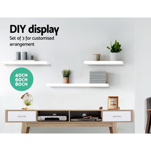White 3 Piece Floating Wall Shelves