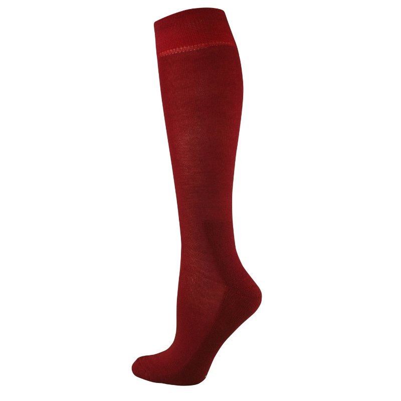 Fine Knit Knee High Burnt Red Bamboo Socks - Women's 6-8