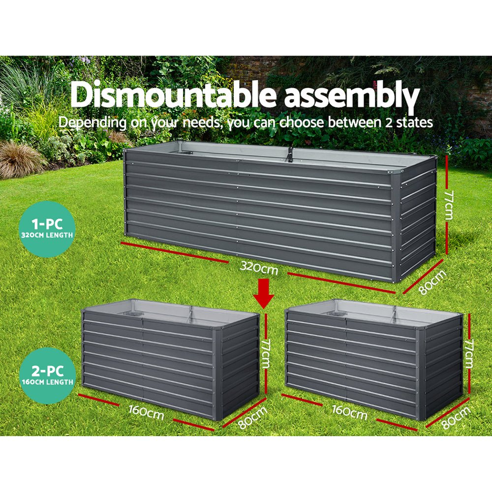 320 x 80 x 77cm Galvanized Steel Raised Planter