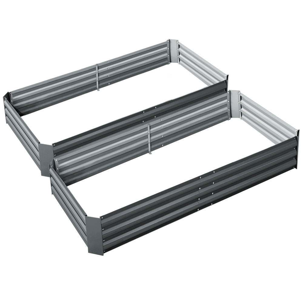 Galvanized Steel Raised Garden Bed - 210X90X30cm - Twin Pack